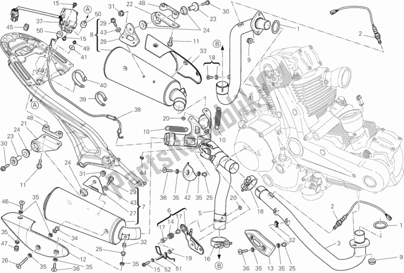 Todas as partes de Sistema De Exaustão do Ducati Monster 795 ABS Thailand 2013
